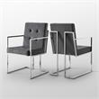 Posh Living Evan Button Tufted Velvet Dining Chair Gray/Chrome (Set of 2)