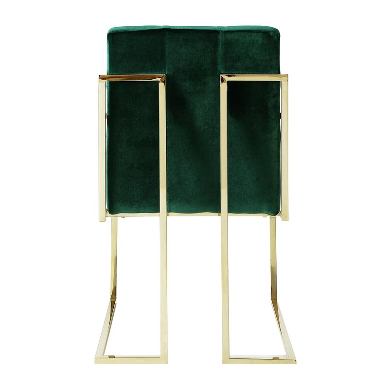 Posh Living Evan Button Tufted Velvet Dining Chair Hunter Green/Gold (Set of 2)