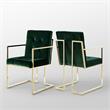 Posh Living Evan Button Tufted Velvet Dining Chair Hunter Green/Gold (Set of 2)