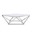 Posh Living Eason Marble Top Coffee Table with Metal Base in White/Chrome
