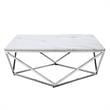 Posh Living Eason Marble Top Coffee Table with Metal Base in White/Chrome
