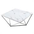 Posh Living Eason Marble Top Coffee Table with Metal Base in White/Chrome