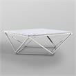 Posh Living Eason Marble Top Coffee Table with Metal Base in White/Chrome