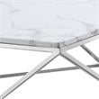 Posh Living Eason Marble Top Coffee Table with Metal Base in White/Chrome