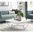 Posh Living Eason Marble Top Coffee Table with Metal Base in White/Chrome