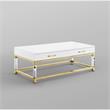 Posh Briar 2-Drawer Metal Coffee Table with Acrylic Legs in White/Gold