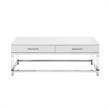 Posh Briar 2-Drawer Metal Coffee Table with Acrylic Legs in White/Chrome