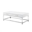 Posh Briar 2-Drawer Metal Coffee Table with Acrylic Legs in White/Chrome