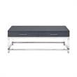 Posh Briar 2-Drawer Metal Coffee Table with Acrylic Legs in Dark Gray/Chrome