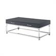 Posh Briar 2-Drawer Metal Coffee Table with Acrylic Legs in Dark Gray/Chrome