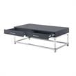 Posh Briar 2-Drawer Metal Coffee Table with Acrylic Legs in Dark Gray/Chrome
