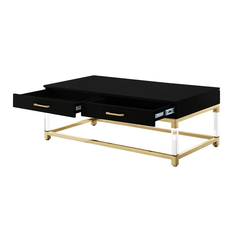 Briar High Gloss Coffee Table With Acrylic Legetal Base Black Gold Briar High Gloss Coffee Table With Acrylic Legetal Base Black Gold