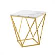Posh Living Eason Marble Top End Table with Metal Base in White/Gold