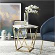 Posh Living Eason Marble Top End Table with Metal Base in White/Gold