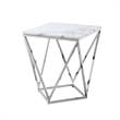 Posh Living Eason Marble Top End Table with Metal Base in White/Chrome