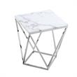 Posh Living Eason Marble Top End Table with Metal Base in White/Chrome