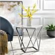 Posh Living Eason Marble Top End Table with Metal Base in White/Chrome