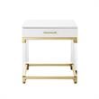 Posh Living Briar 1-Drawer Metal End Table with Acrylic Legs - White/Gold