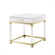 Posh Living Briar 1-Drawer Metal End Table with Acrylic Legs - White/Gold