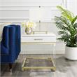 Posh Living Briar 1-Drawer Metal End Table with Acrylic Legs - White/Gold