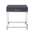 Posh Living Briar 1-Drawer Metal End Table with Acrylic Legs - Dark Gray/Chrome