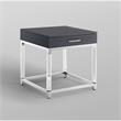 Posh Living Briar 1-Drawer Metal End Table with Acrylic Legs - Dark Gray/Chrome