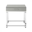 Posh Living Briar 1-Drawer Metal End Table with Acrylic Legs - Light Gray/Chrome