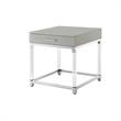 Posh Living Briar 1-Drawer Metal End Table with Acrylic Legs - Light Gray/Chrome