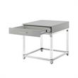 Posh Living Briar 1-Drawer Metal End Table with Acrylic Legs - Light Gray/Chrome