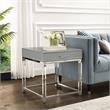 Posh Living Briar 1-Drawer Metal End Table with Acrylic Legs - Light Gray/Chrome