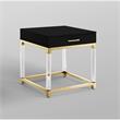Posh Living Briar 1-Drawer Metal End Table with Acrylic Legs - Black/Gold