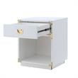 Posh Living Angela Nightstand with Metal Corner Brackets in White/Gold