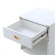 Posh Living Angela Nightstand with Metal Corner Brackets in White/Gold