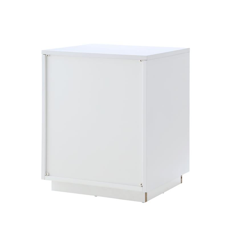 Posh Living Angela Nightstand with Metal Corner Brackets in White/Gold