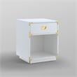 Posh Living Angela Nightstand with Metal Corner Brackets in White/Gold