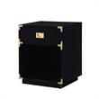 Posh Living Angela Nightstand with Metal Corner Brackets in Black/Gold