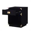 Posh Living Angela Nightstand with Metal Corner Brackets in Black/Gold