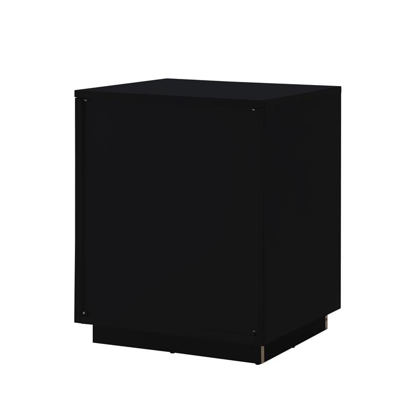 Posh Living Angela Nightstand with Metal Corner Brackets in Black/Gold