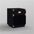 Posh Living Angela Nightstand with Metal Corner Brackets in Black/Gold