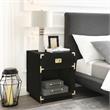 Posh Living Angela Nightstand with Metal Corner Brackets in Black/Gold