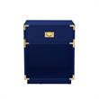 Posh Living Angela Nightstand with Metal Corner Brackets in Dark Navy/Gold