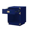Posh Living Angela Nightstand with Metal Corner Brackets in Dark Navy/Gold