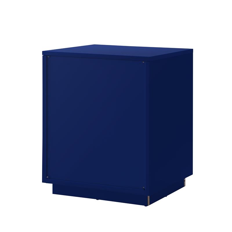 Posh Living Angela Nightstand with Metal Corner Brackets in Dark Navy/Gold