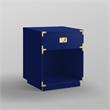 Posh Living Angela Nightstand with Metal Corner Brackets in Dark Navy/Gold
