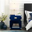 Posh Living Angela Nightstand with Metal Corner Brackets in Dark Navy/Gold