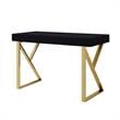 Posh Dianna 2-Drawer Writing Desk with Stainless Steel Legs in Black/Gold