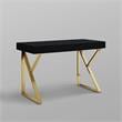 Posh Dianna 2-Drawer Writing Desk with Stainless Steel Legs in Black/Gold