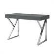 Posh Dianna 2-Drawer Writing Desk with Stainless Steel Legs in Dark Gray/Chrome