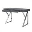 Posh Dianna 2-Drawer Writing Desk with Stainless Steel Legs in Dark Gray/Chrome