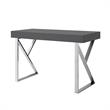 Posh Dianna 2-Drawer Writing Desk with Stainless Steel Legs in Dark Gray/Chrome
